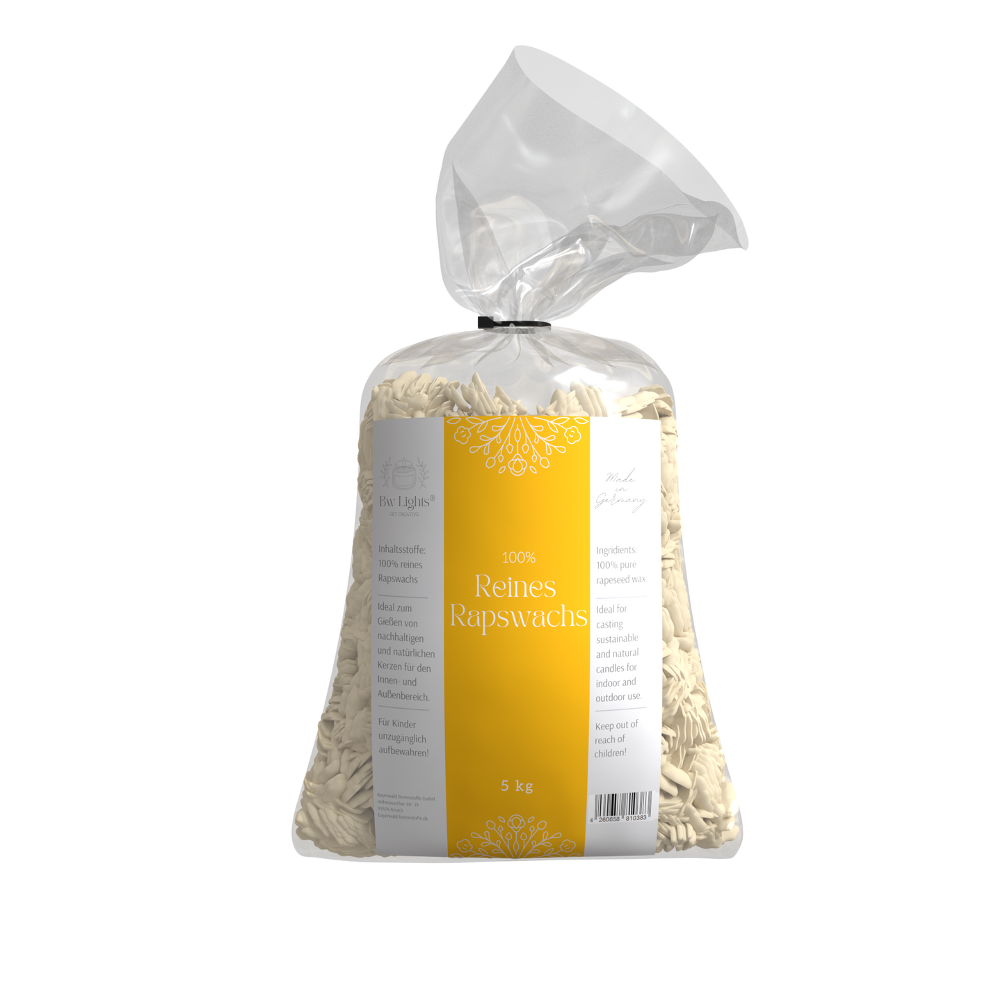 Premium Rapswachs | für Behälterkerzen | Made in Germany | super Duftaufnahme