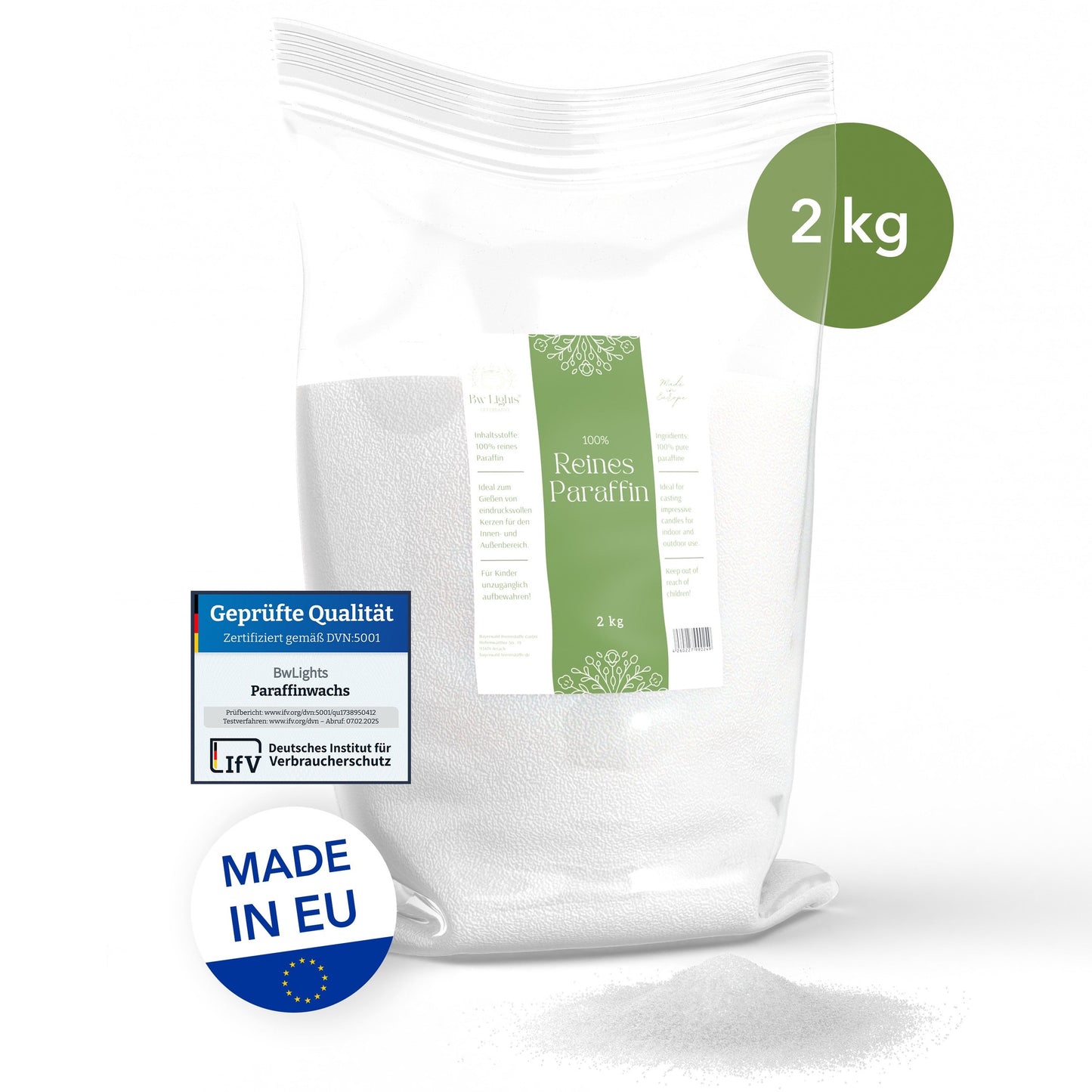 Hochwertiges Premium Kerzenwachs/Paraffinwachs in weiß | verschiedene Größen | Wachsgranulat zum Herstellen Deiner eigenen Kerze