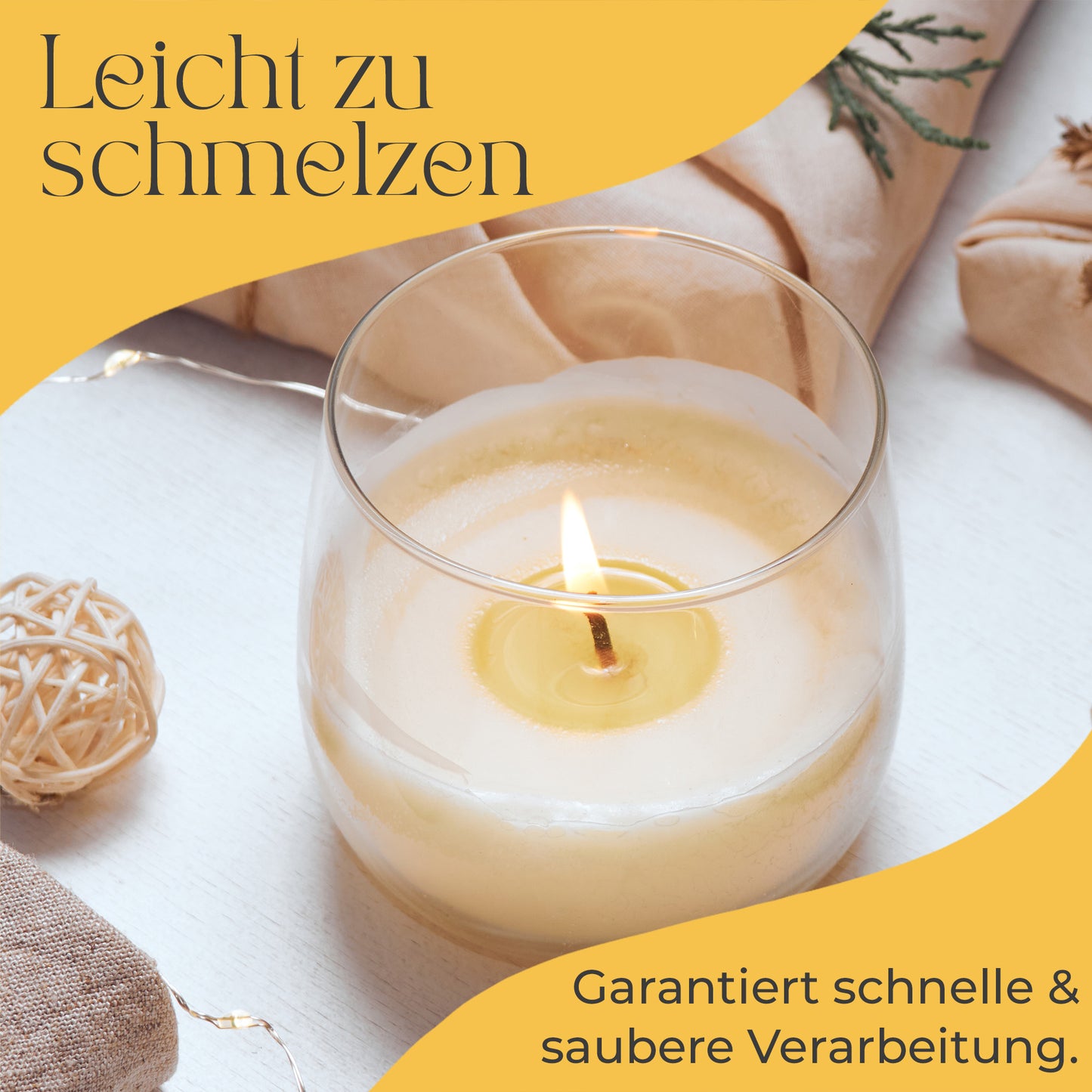 Premium Rapswachs | für Behälterkerzen | Made in Germany | super Duftaufnahme
