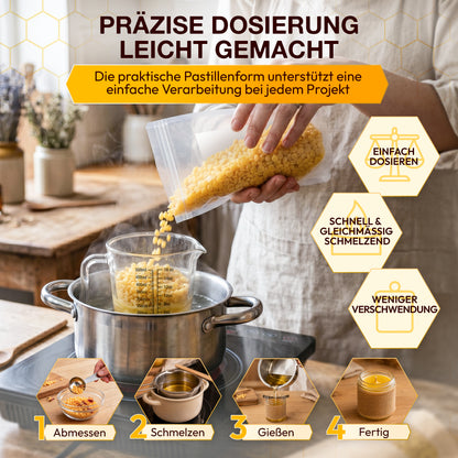 Hochwertiges reines Bienenwachs gelb in Pastillen | verschiedene Mengen | Zum Herstellen Deiner eigenen Kerze | Kosmetik | Bienenwachstücher