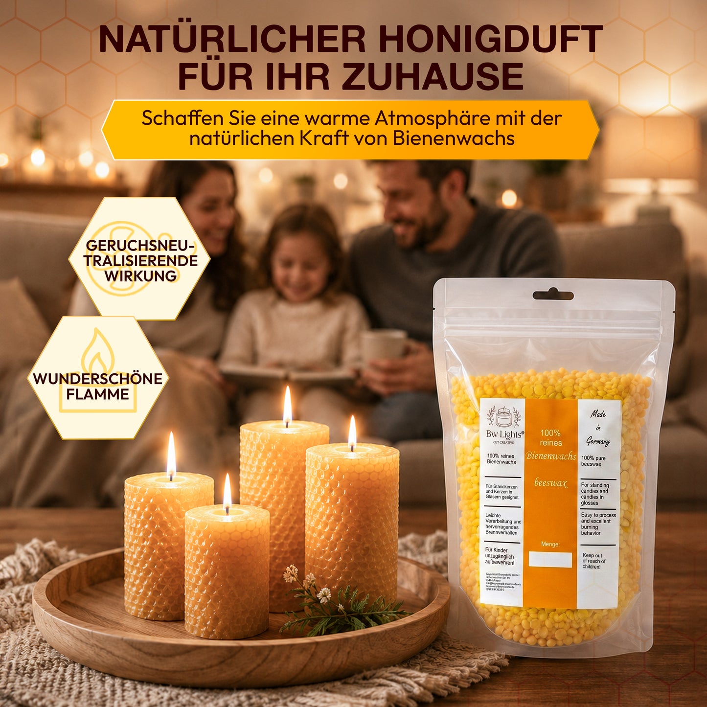 Hochwertiges reines Bienenwachs gelb in Pastillen | verschiedene Mengen | Zum Herstellen Deiner eigenen Kerze | Kosmetik | Bienenwachstücher