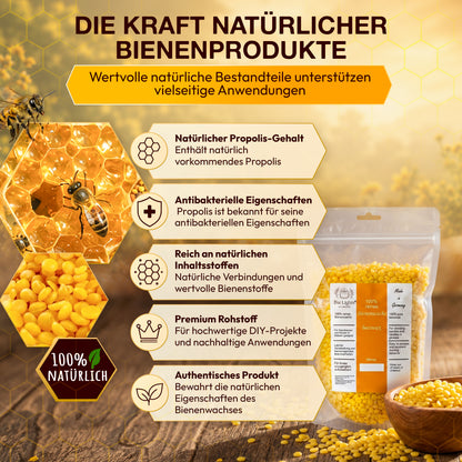 Hochwertiges reines Bienenwachs gelb in Pastillen | verschiedene Mengen | Zum Herstellen Deiner eigenen Kerze | Kosmetik | Bienenwachstücher