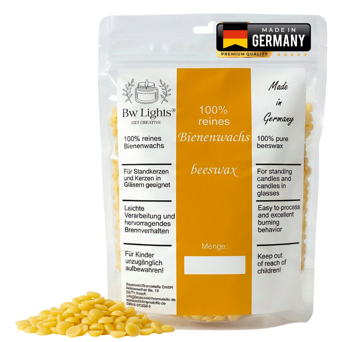 Hochwertiges reines Bienenwachs gelb in Pastillen | verschiedene Mengen | Zum Herstellen Deiner eigenen Kerze | Kosmetik | Bienenwachstücher