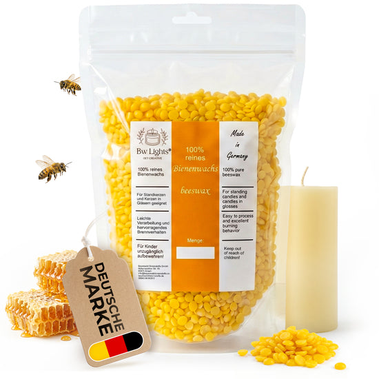 Hochwertiges reines Bienenwachs gelb in Pastillen | verschiedene Mengen | Zum Herstellen Deiner eigenen Kerze | Kosmetik | Bienenwachstücher