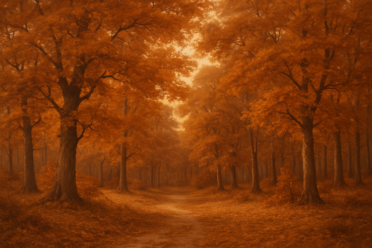 ein herbstliches bild mit brauntönen und bäumen
